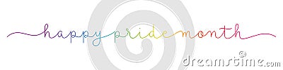 HAPPY PRIDE MONTH rainbow monoline calligraphy banner Vector Illustration