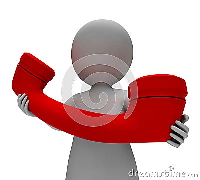 Calling Character Shows Telephone Discussion And Communication 3d Rendering Stock Photo