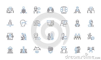 Calling line icons collection. Ringing, Dialing, Phoning, Contacting, Communicating, Connecting, Conversing vector and Vector Illustration