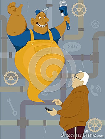 Calling plumber Vector Illustration