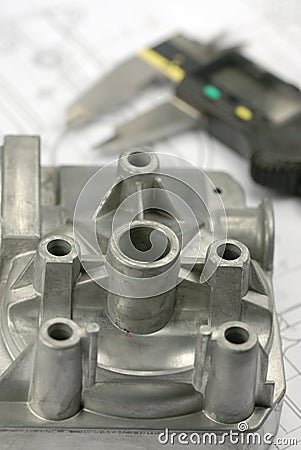 Calliper and mechanical part Stock Photo