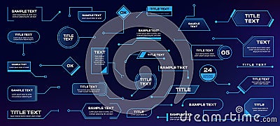 Callout shapes. Futuristic infographic elements with hologram labels, sci fi tech radar menu callout buttons and frames Stock Photo