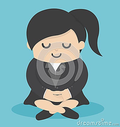 Calm business woman meditating Vector Illustration