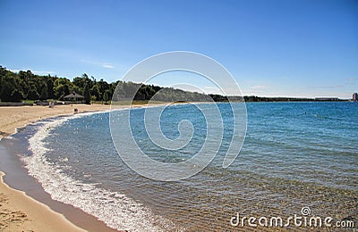 Calm Charlevoix Beach in Michigan Stock Photo