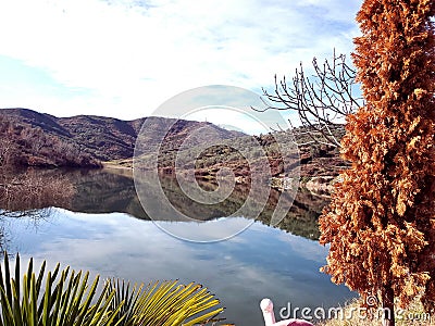 Calm happines day sunisup lake Stock Photo