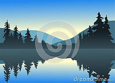 Calm Lake Vector Illustration