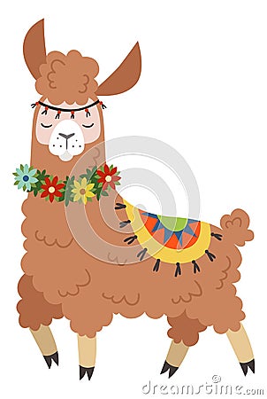 Calm llama. Cute alpaca character. Relax symbol Vector Illustration