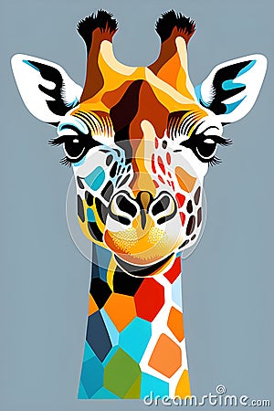 Calm looking giraffe with bright eyes generated by ai Stock Photo