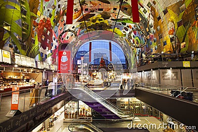 Calm market hall or Markthal interior due to corona pandemic Editorial Stock Photo