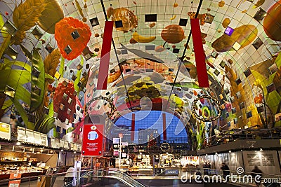 Calm market hall or Markthal interior due to corona pandemic Editorial Stock Photo
