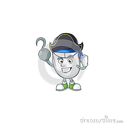 Calm one hand Pirate white mouse mascot design wearing hat Vector Illustration