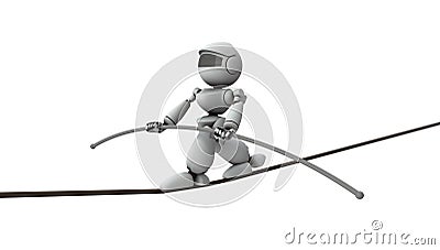 A calm robot even in high risk situations. Cartoon Illustration