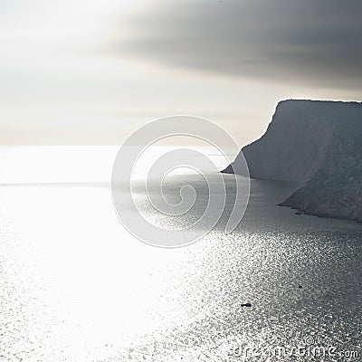 Calm seascape with stormy sky. Stock Photo