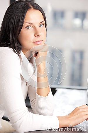 Calm and serious woman Stock Photo