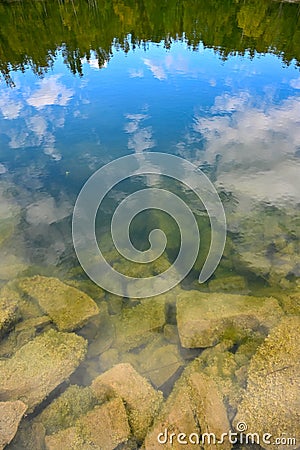 calm water surface in old Swedish quarry Stock Photo