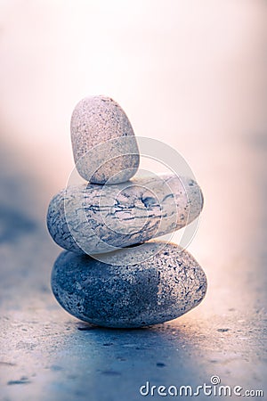 Calm zen stone meditate background with rock pyramid Stock Photo