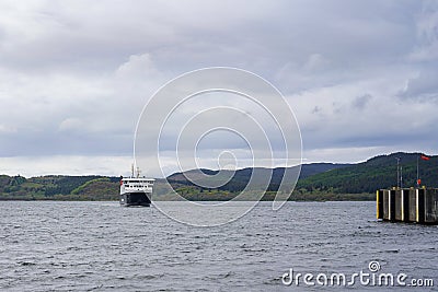 The Calmac ferry MV Finlaggan in Kennacraig Editorial Stock Photo