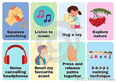 Calming Strategies Flashcards - 3 Stock Photo