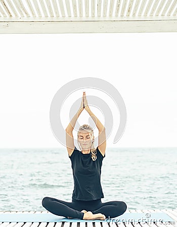 Calmness and relax, female happiness, mental and physical health Stock Photo