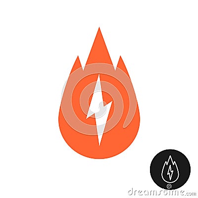 Calorie burn icon with fire and lightning bolt. Vector Illustration