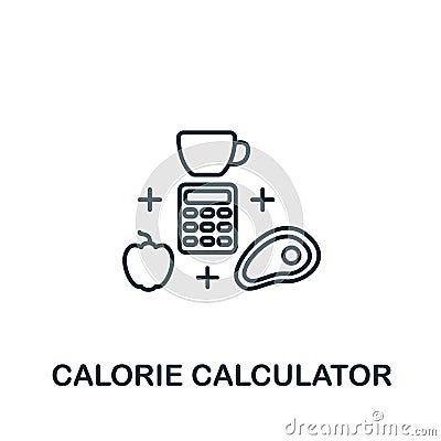 Calorie Calculator icon. Line simple Healthy Lifestyle icon for templates, web design and infographics Vector Illustration