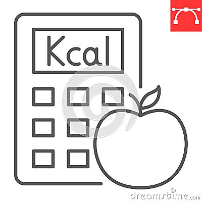 Calorie calculator line icon Vector Illustration