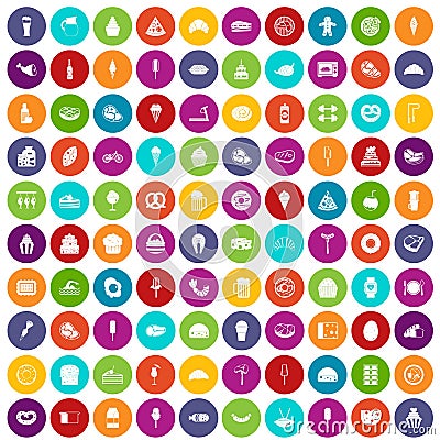 100 calories icons set color Vector Illustration