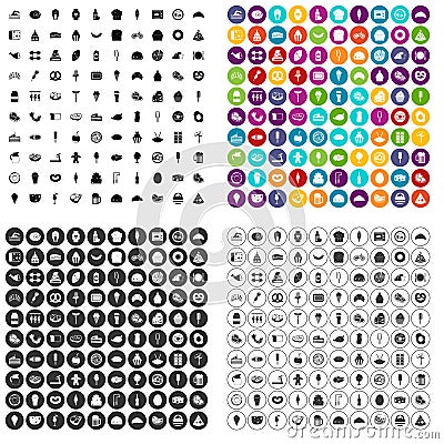 100 calories icons set vector variant Vector Illustration