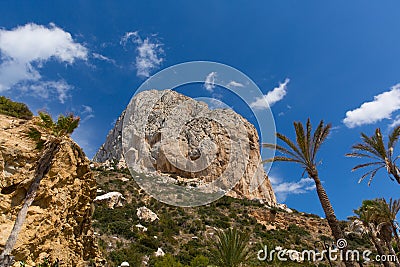 Calp Spain view up to the famous rock Stock Photo