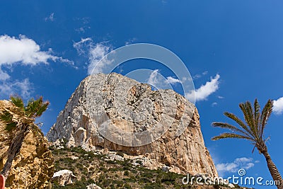 Calp Spain coast town and marina known for the famous rock landmark Penon de Ilfach Stock Photo