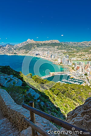 View of Calpe and beaches Stock Photo