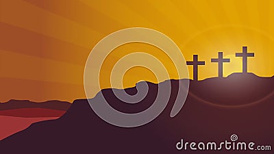 Calvary mountain sunset vector background Stock Photo