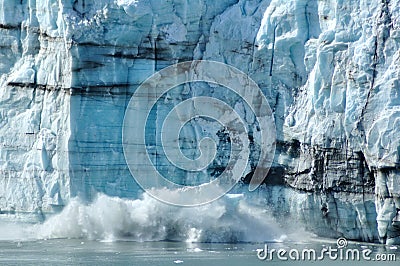 Calving, Tidewater Margerie Glacier, Alaska Stock Photo