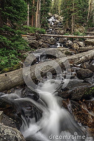 Calypso Cascades summer time in the Wild Basin Stock Photo