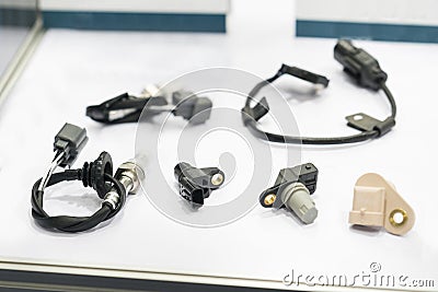 Cam shaft and crank shaft and oxygen sensor for automotive indus Stock Photo