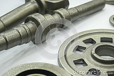 The cam shaft material from casting process Stock Photo