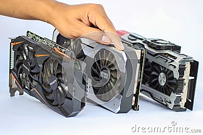 Comparison between GTX 1080, GTX1070, and GTX1060 Editorial Stock Photo