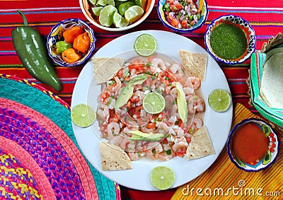 Camaron shrimp ceviche raw seafood salad Mexico Stock Photo