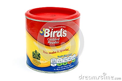 Camberley, UK - Feb 22nd 2017: Carton of Bird's Custard Powder, Editorial Stock Photo