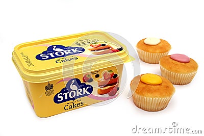 Camberley, UK - Feb 22nd 2017: A tub of Stork Cakes margarine, w Editorial Stock Photo