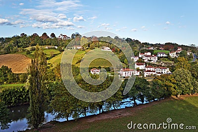 Cambo-les-Bains countryside landscape along Nive river course Stock Photo