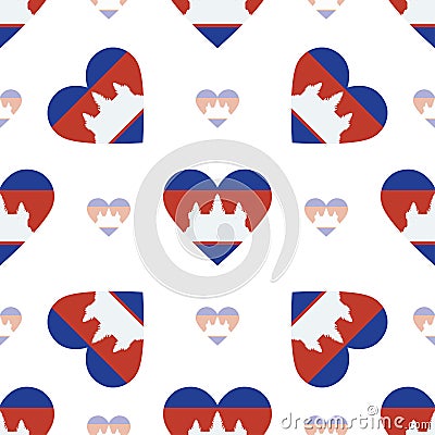 Cambodia flag heart seamless pattern. Vector Illustration
