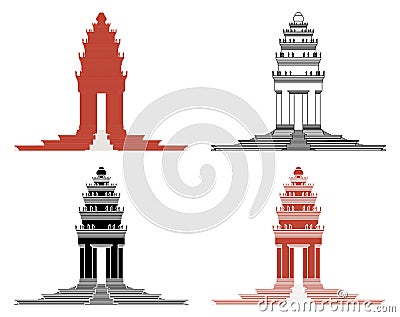 Cambodia Independence Monument in front view Vector Illustration