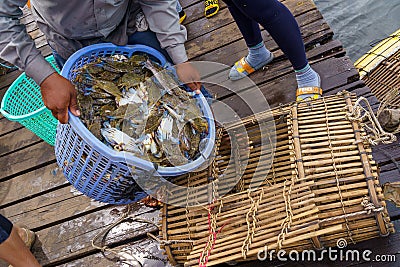 Cambodia. Kep. Crab market. Blue crabs Editorial Stock Photo