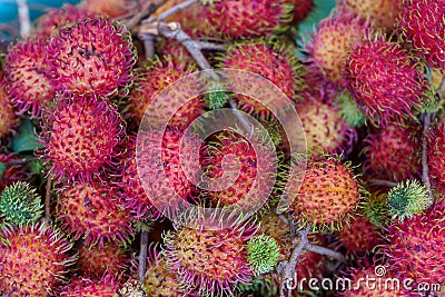 Cambodia. Kep. Crab market. Exotic fruit. Litchee Stock Photo
