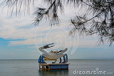 Cambodia. Kep. Iconic blue crab statue Editorial Stock Photo