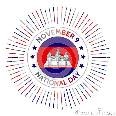 Cambodia national day badge. Vector Illustration