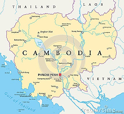 Cambodia Political Map Vector Illustration