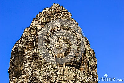 Cambodia Siem Reap Bayon Smiling statue Stock Photo