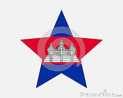 Cambodia Star Flag. Cambodian Star Shape Flag. Kampuchea Khmer Country National Banner Icon Symbol Vector Vector Illustration